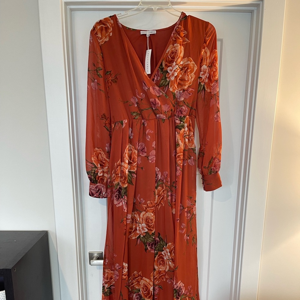 Baltic Born, Lydia Maxi Dress, Rust Floral Color, XXL